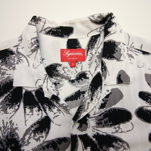 Supreme Daisy Floral Rayon Shirt Mens L Short Sleeve Button 2017 White Black - Picture 5 of 11